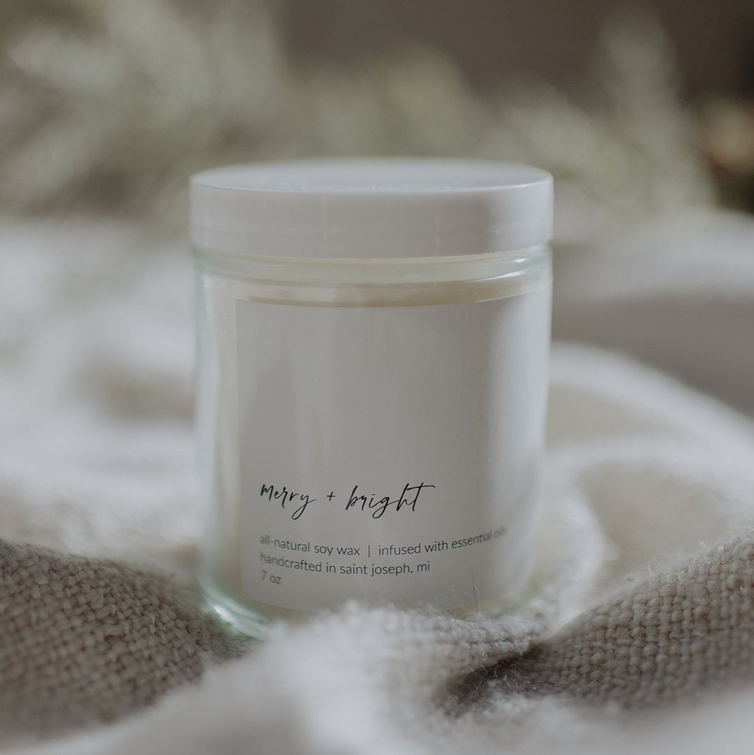 Christmas scented soy wax candle in glass jar