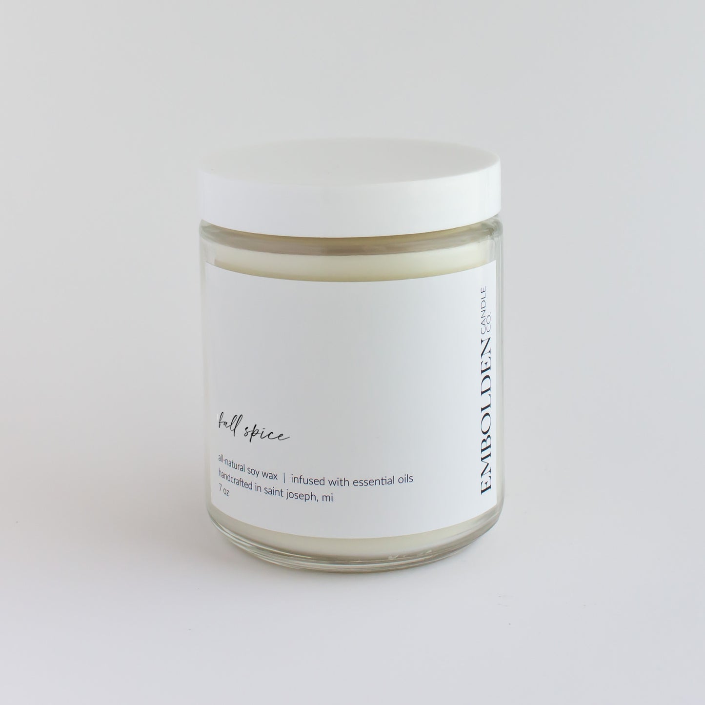 Fall Spice scented soy candle with notes of ginger and spice