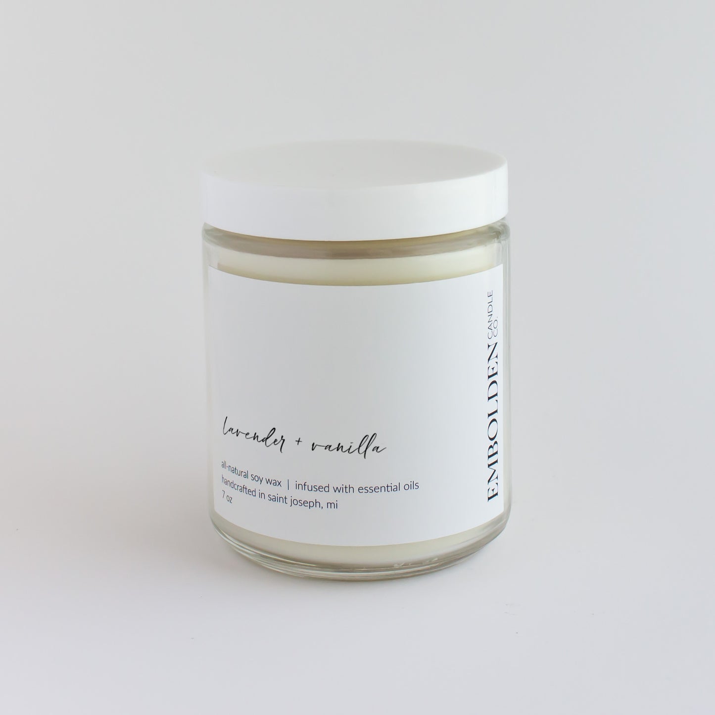 Lavender and vanilla scented candle
