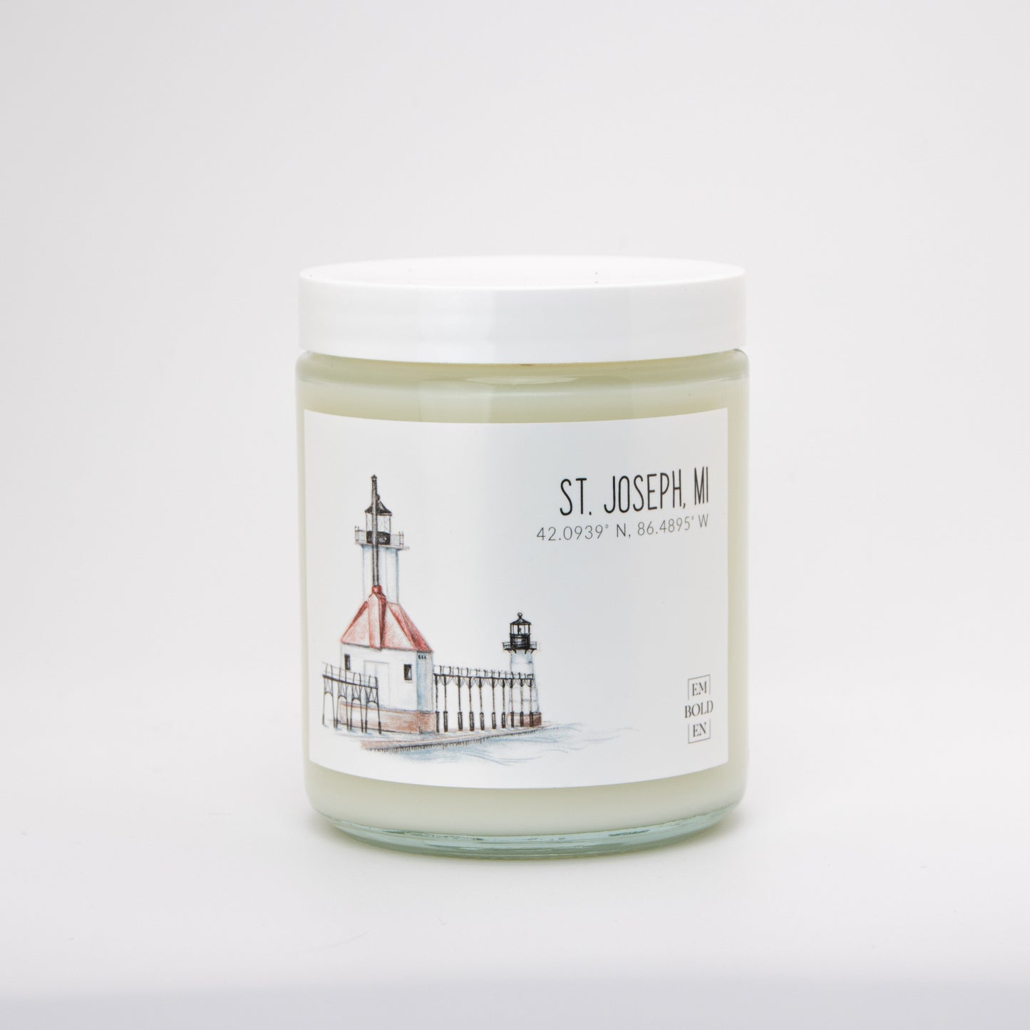 Soy candle with lighthouse label