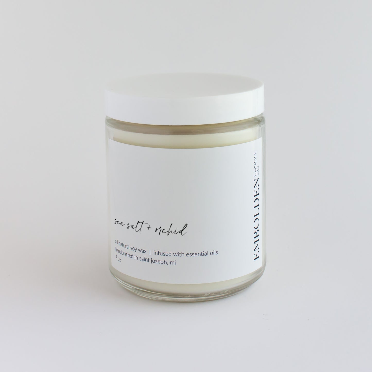 Sea Salt and Orchid candle with fresh floral fragrance