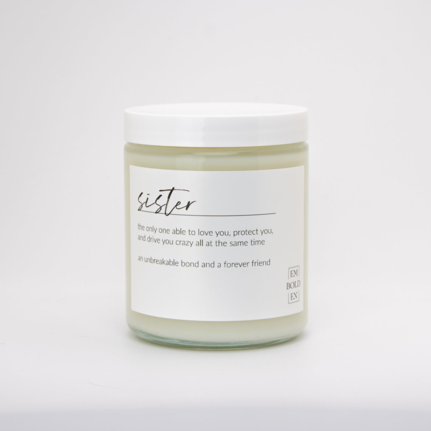 Soy candle with Sister label