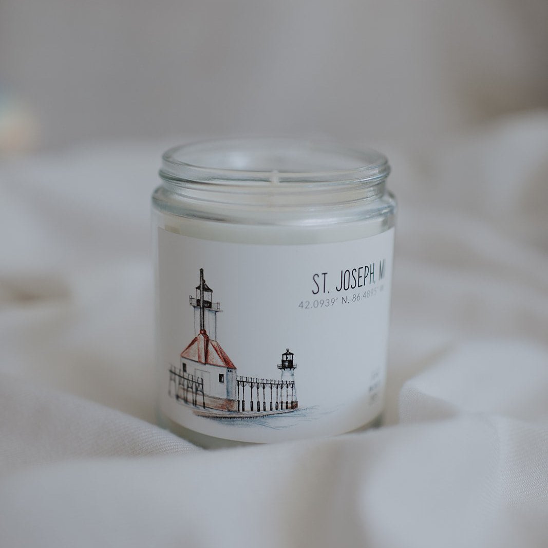 St. Joseph Michigan Lighthouse themed candle